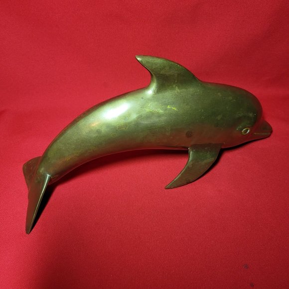 Vintage Mid Century Brass Dolphin Figurine 14" - Picture 11 of 11